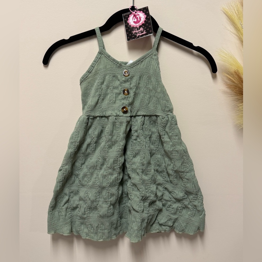 SHEIN Mint Green Kids Dress with Buttons